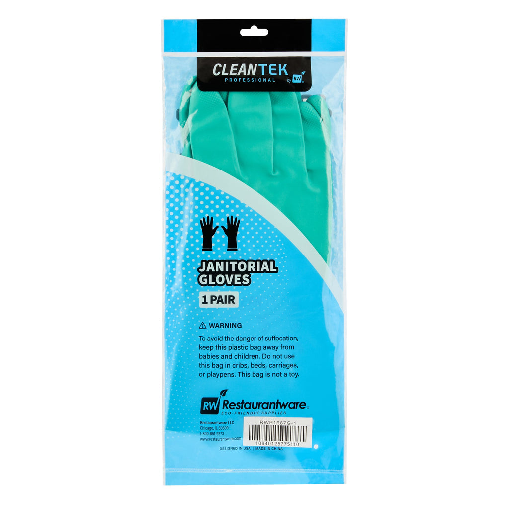 Clean Tek Professional Green Extra Large Nitrile Gloves - 15 mil, Flock Lining, Chemical-Resistant - 13" x 4 3/4" - Pair - 1 count box
