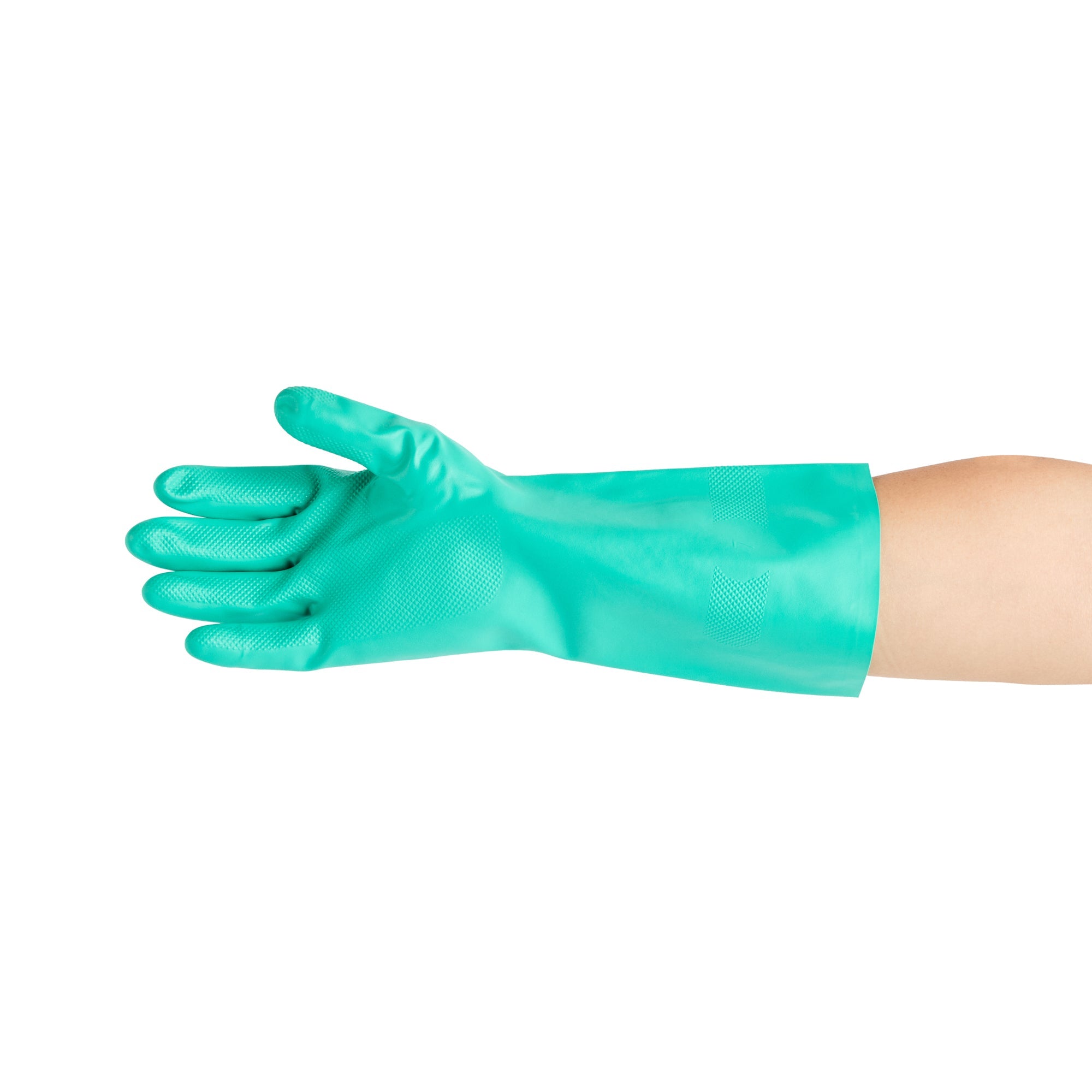 Clean Tek Professional Green Extra Large Nitrile Gloves - 15 mil, Flock Lining, Chemical-Resistant - 13" x 4 3/4" - Pair - 10 count box