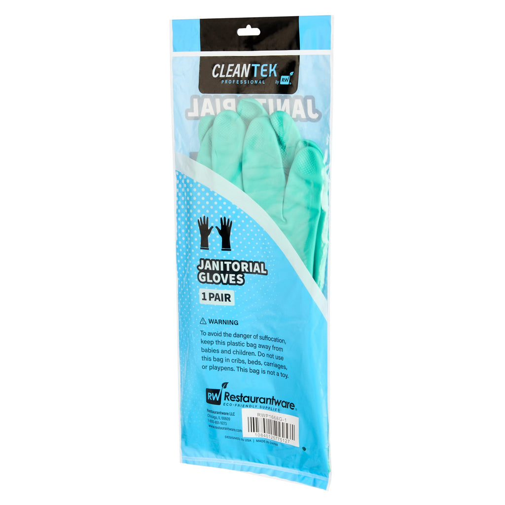 Clean Tek Professional Green XXL Nitrile Gloves - 15 mil, Flock Lining, Chemical-Resistant - 13" x 5" - Pair - 1 count box