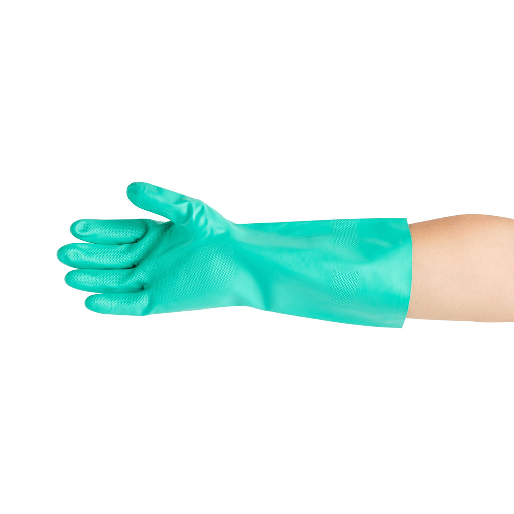 Clean Tek Professional Green XXL Nitrile Gloves - 15 mil, Flock Lining, Chemical-Resistant - 13" x 5" - Pair - 1 count box