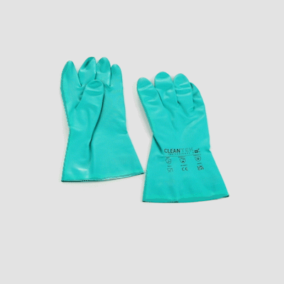Clean Tek Professional Green XXL Nitrile Gloves - 15 mil, Flock Lining, Chemical-Resistant - 13" x 5" - Pair - 1 count box