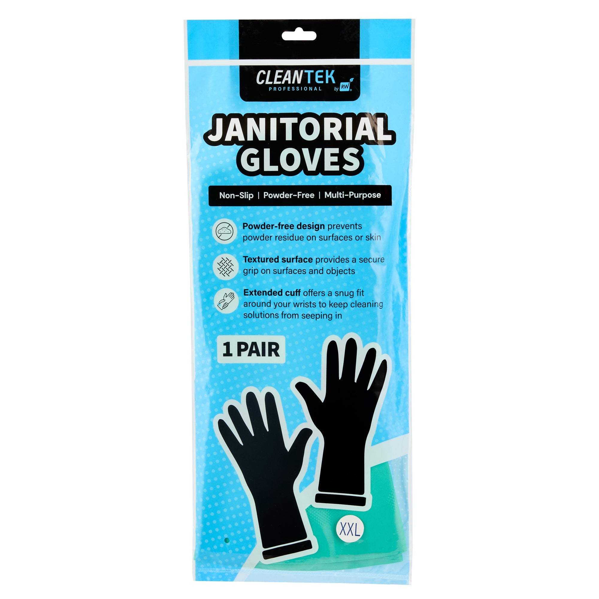 Clean Tek Professional Green XXL Nitrile Gloves - 15 mil, Flock Lining, Chemical-Resistant - 13" x 5" - Pair - 1 count box