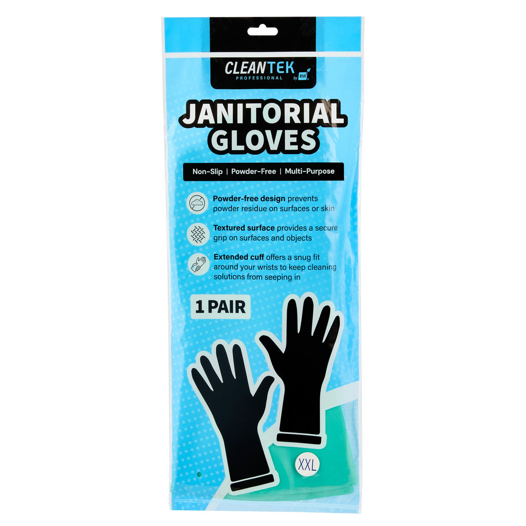 Clean Tek Professional Green XXL Nitrile Gloves - 15 mil, Flock Lining, Chemical-Resistant - 13" x 5" - Pair - 10 count box