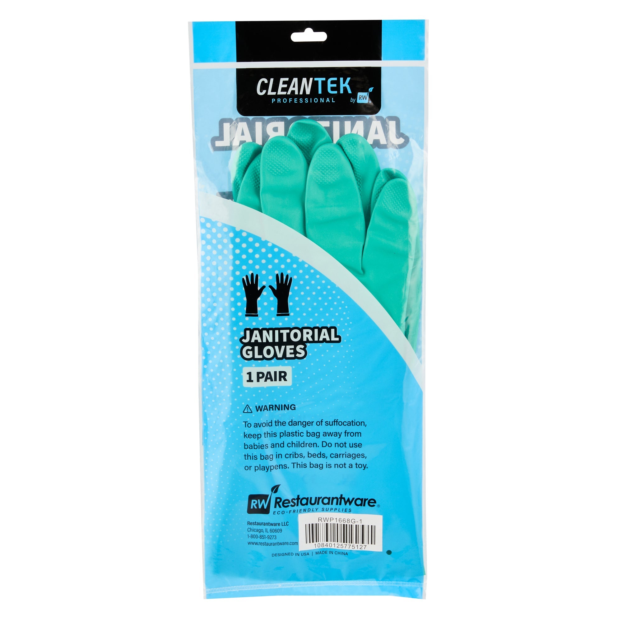 Clean Tek Professional Green XXL Nitrile Gloves - 15 mil, Flock Lining, Chemical-Resistant - 13" x 5" - Pair - 10 count box