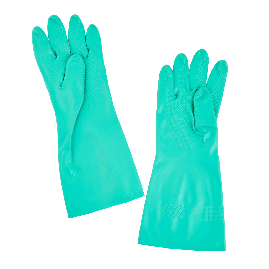 Clean Tek Professional Green XXL Nitrile Gloves - 15 mil, Flock Lining, Chemical-Resistant - 13" x 5" - Pair - 10 count box