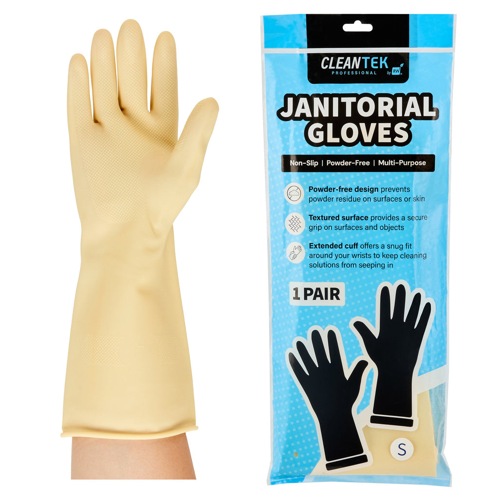 Clean Tek Professional Yellow Small Latex Gloves - 22 mil - 13" x 4 1/4" - Pair - 1 count box