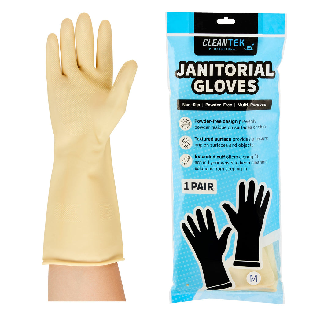 Clean Tek Professional Yellow Medium Latex Gloves - 22 mil - 13" x 4 1/4" - Pair - 10 count box