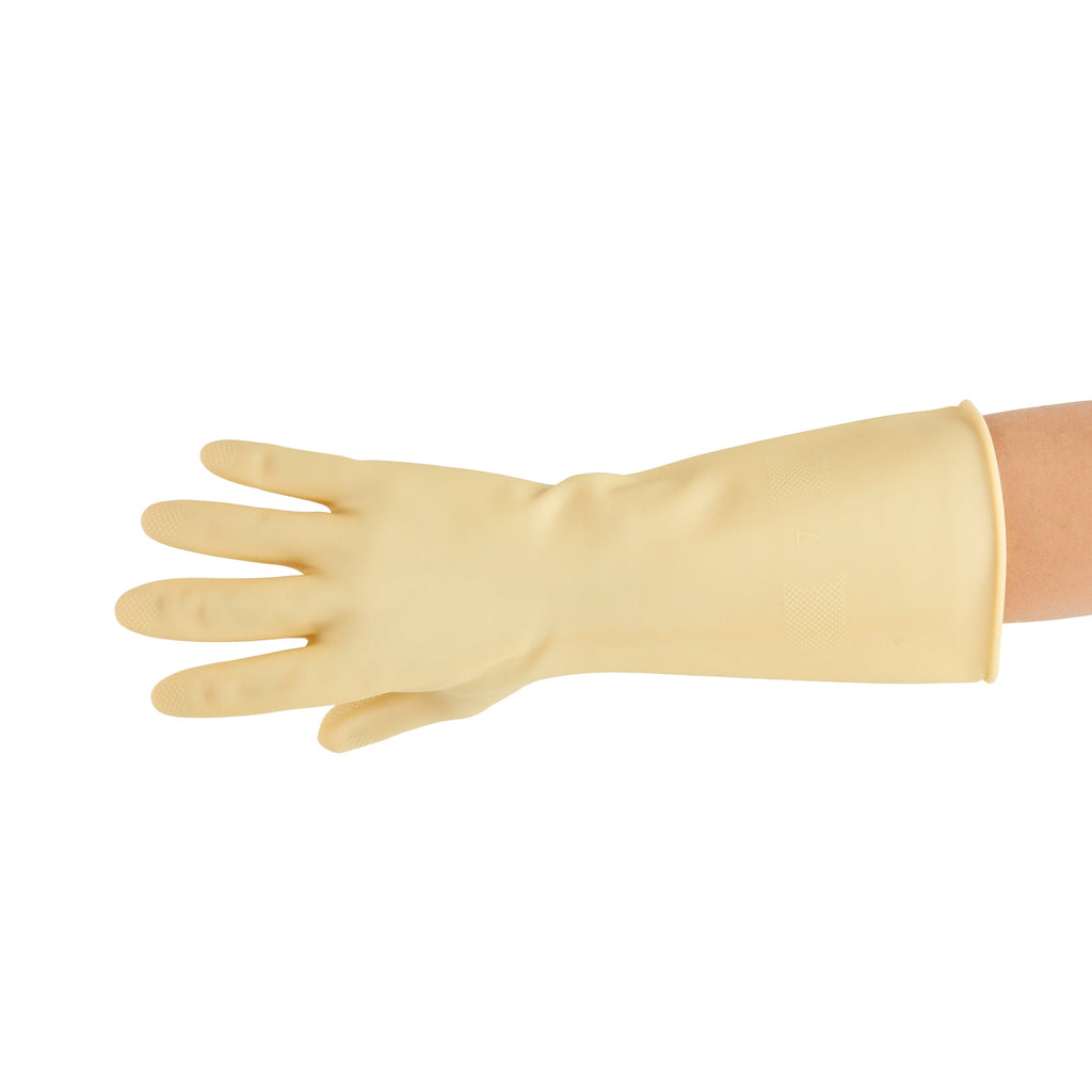 Clean Tek Professional Yellow Medium Latex Gloves - 22 mil - 13" x 4 1/4" - Pair - 10 count box