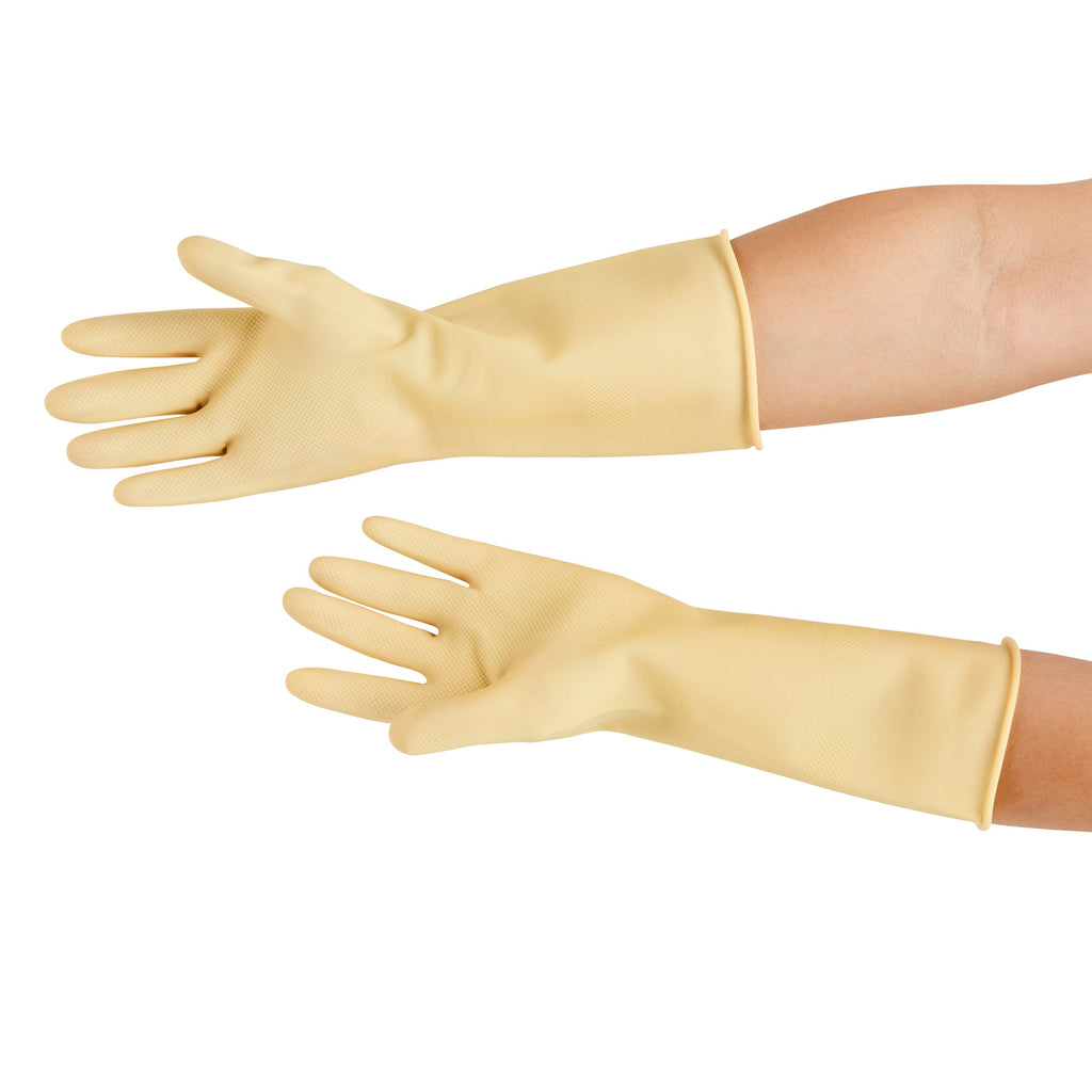 Clean Tek Professional Yellow Medium Latex Gloves - 22 mil - 13" x 4 1/4" - Pair - 10 count box