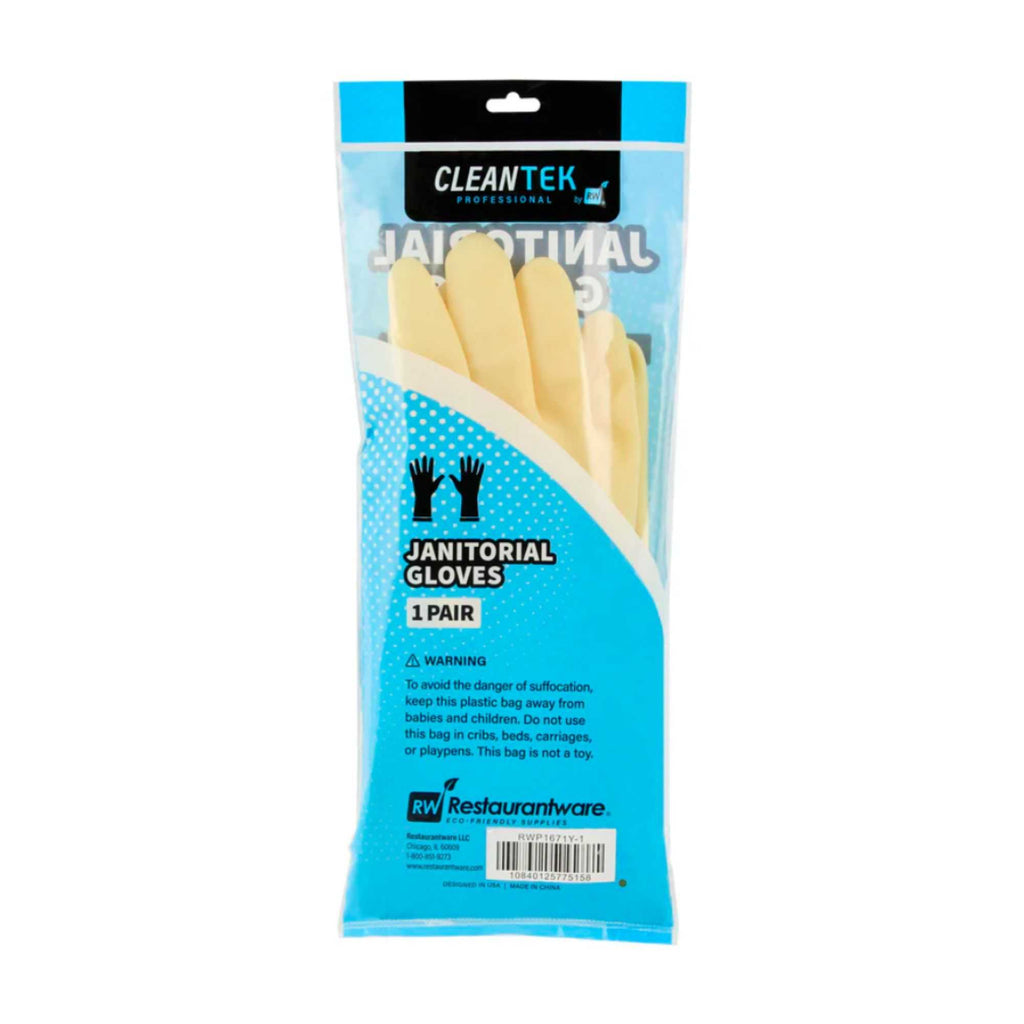 Clean Tek Professional Yellow Large Latex Gloves - 22 mil - 13" x 4 1/2" - Pair - 1 count box