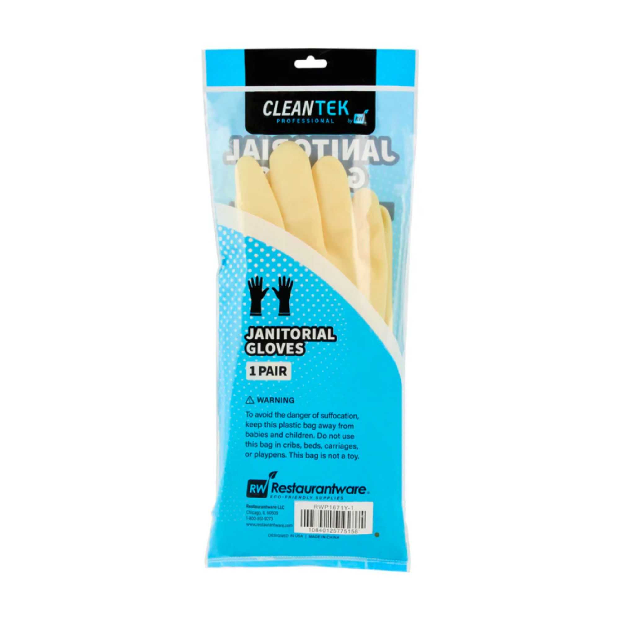 Clean Tek Professional Yellow Large Latex Gloves - 22 mil - 13" x 4 1/2" - Pair - 1 count box
