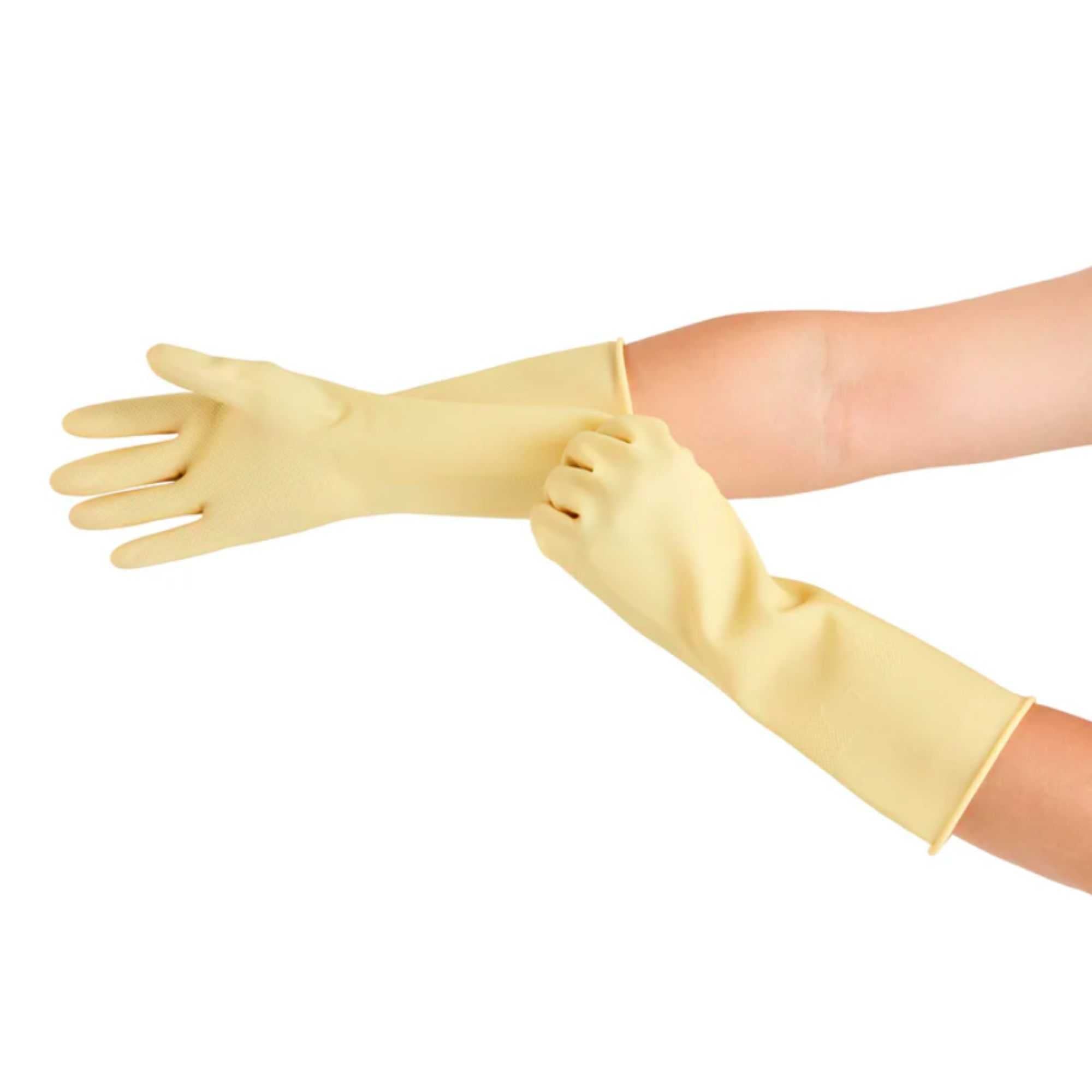 Clean Tek Professional Yellow Large Latex Gloves - 22 mil - 13" x 4 1/2" - Pair - 1 count box