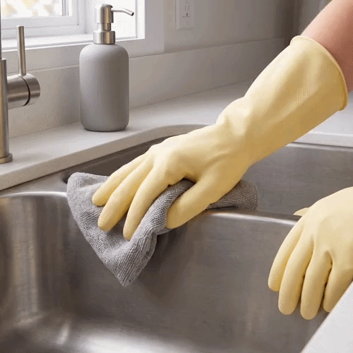 Clean Tek Professional Yellow Large Latex Gloves - 22 mil - 13" x 4 1/2" - Pair - 10 count box