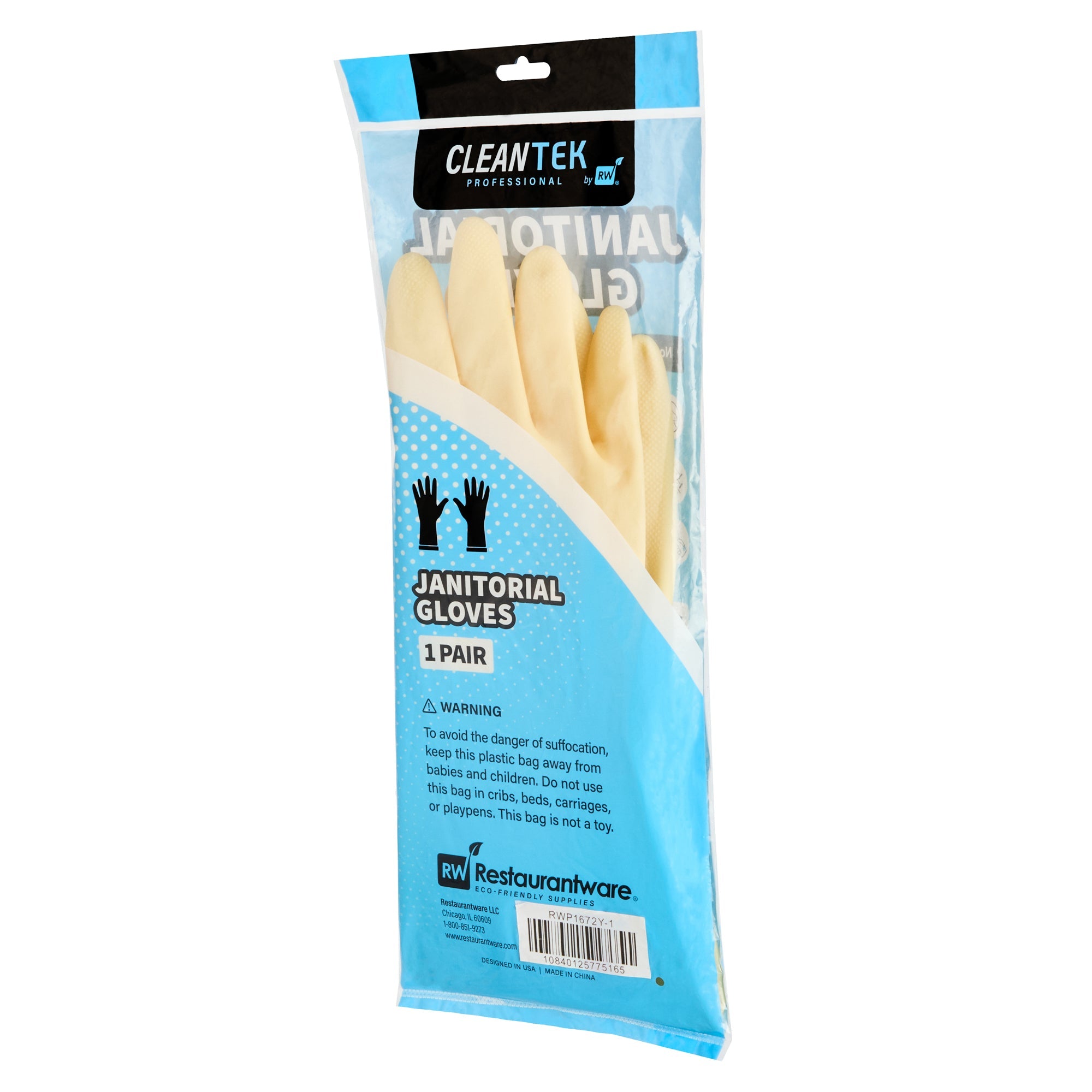 Clean Tek Professional Yellow Extra Large Latex Gloves - 22 mil - 13" x 5 1/4" - Pair - 1 count box