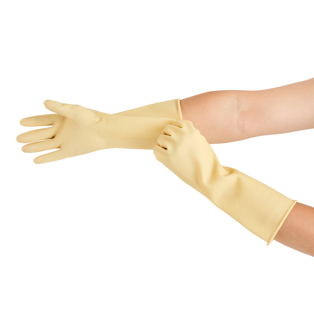 Clean Tek Professional Yellow Extra Large Latex Gloves - 22 mil - 13" x 5 1/4" - Pair - 1 count box