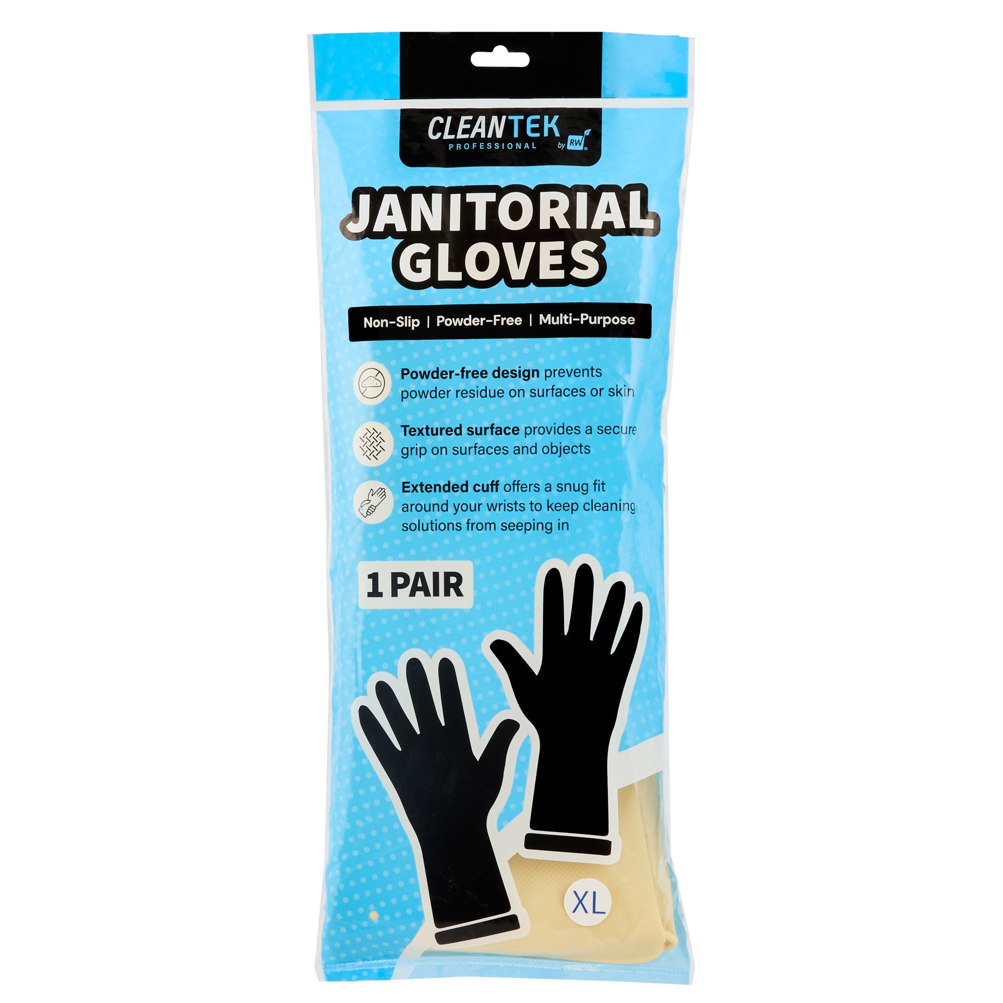 Clean Tek Professional Yellow Extra Large Latex Gloves - 22 mil - 13" x 5 1/4" - Pair - 1 count box