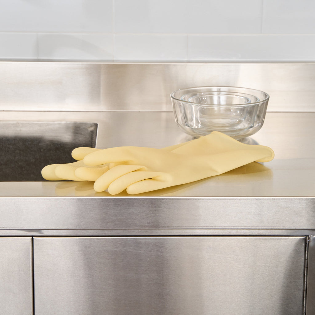 Clean Tek Professional Yellow Extra Large Latex Gloves - 22 mil - 13" x 5 1/4" - Pair - 1 count box