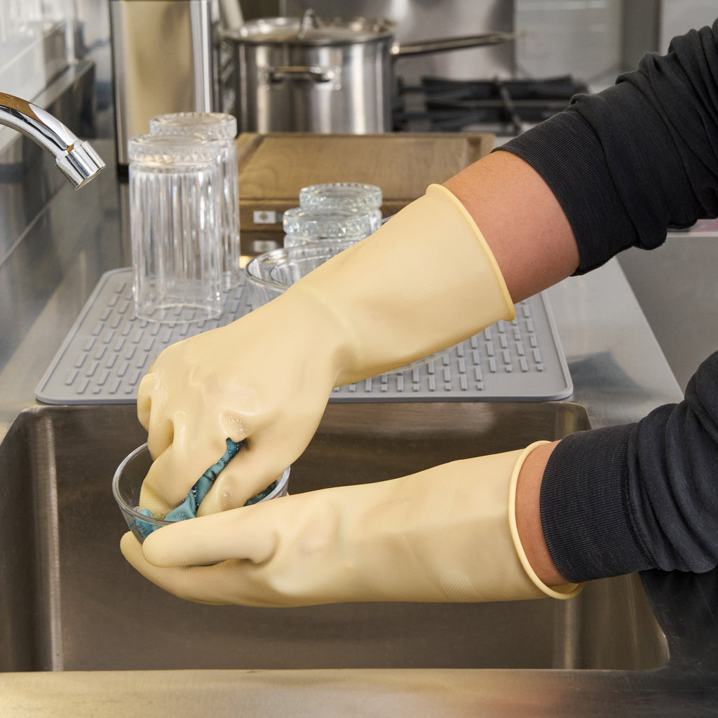 Clean Tek Professional Yellow Extra Large Latex Gloves - 22 mil - 13" x 5 1/4" - Pair - 10 count box