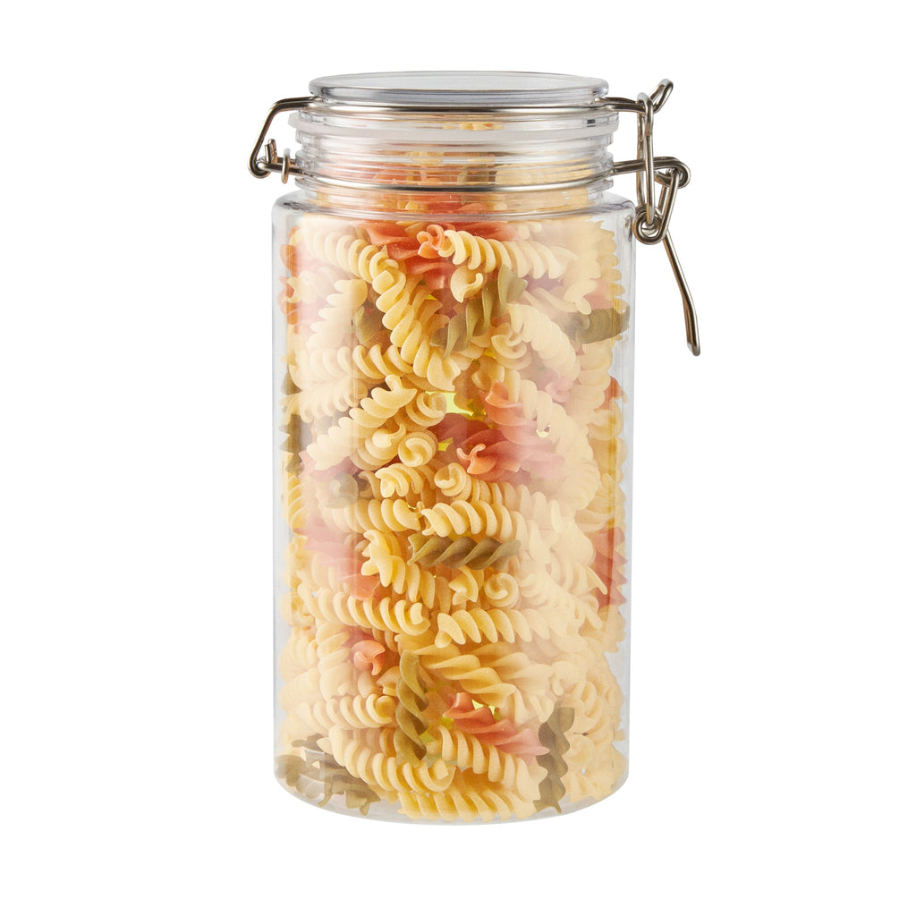 Met Lux 51 oz Round Clear Plastic Storage Jar - with Hinged Lid - 4 1/4" x 4 1/4" x 8 1/4" - 2 count box