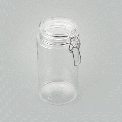 Met Lux 51 oz Round Clear Plastic Storage Jar - with Hinged Lid - 4 1/4" x 4 1/4" x 8 1/4" - 2 count box