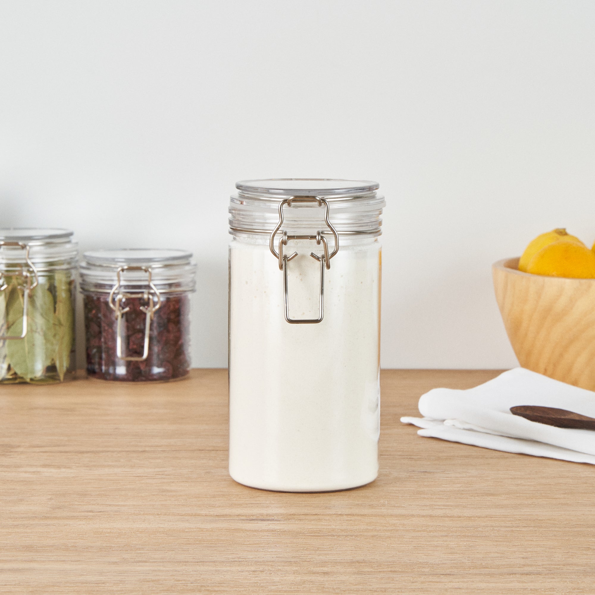 Met Lux 32 oz Round Clear Plastic Storage Jar - with Hinged Lid - 3 3/4" x 3 3/4" x 7 1/4" - 2 count box