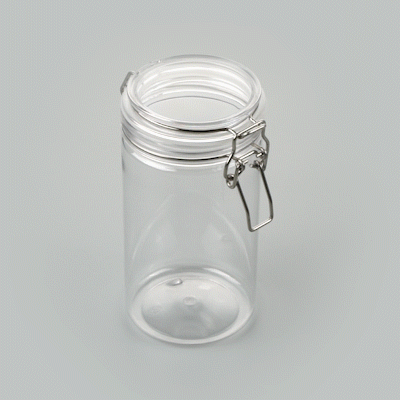 Met Lux 32 oz Round Clear Plastic Storage Jar - with Hinged Lid - 3 3/4" x 3 3/4" x 7 1/4" - 2 count box
