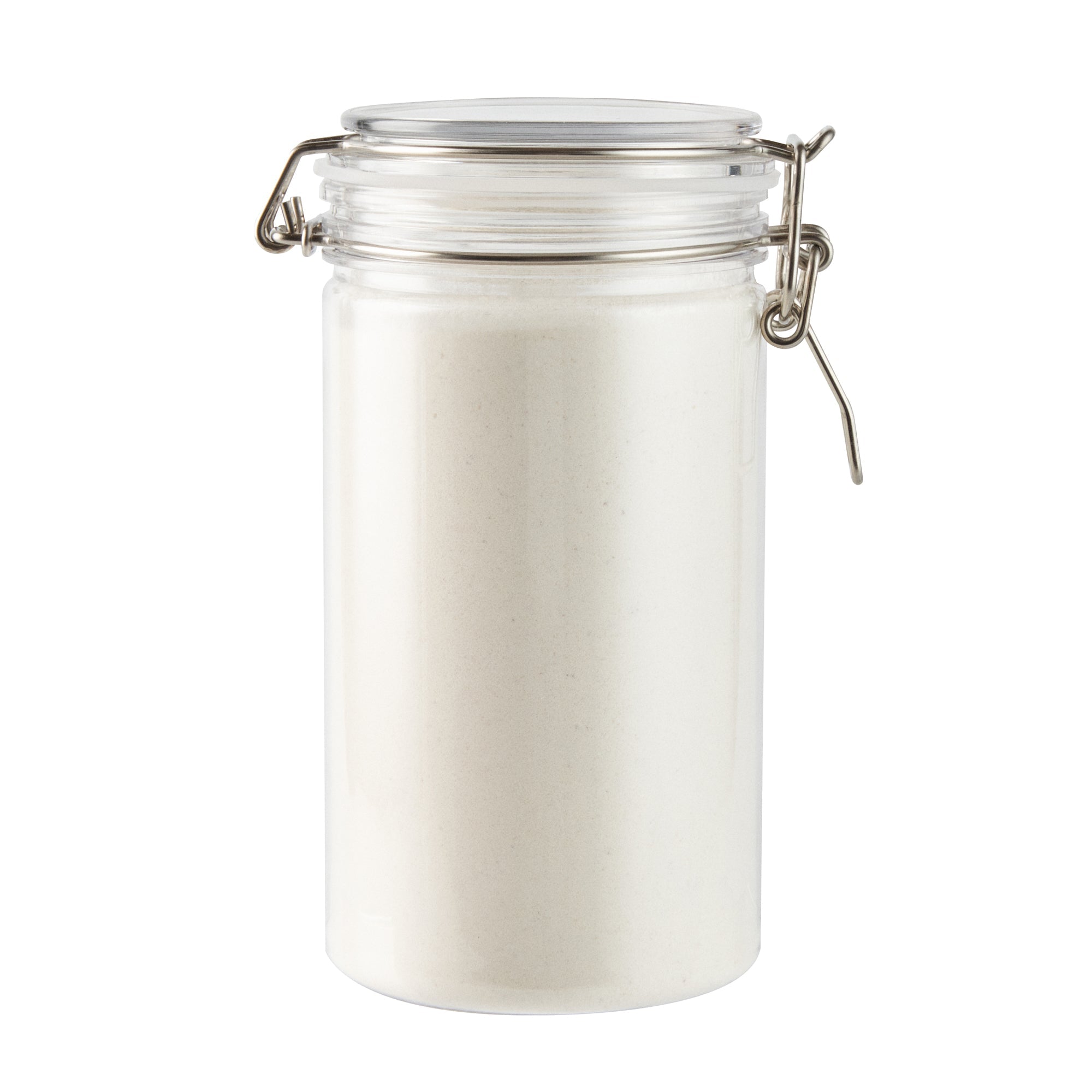 Met Lux 32 oz Round Clear Plastic Storage Jar - with Hinged Lid - 3 3/4" x 3 3/4" x 7 1/4" - 20 count box
