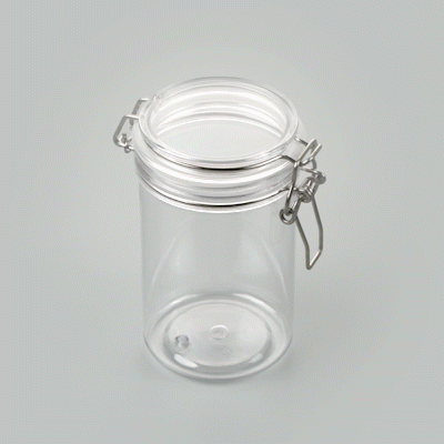 Met Lux 24 oz Round Clear Plastic Storage Jar - with Hinged Lid - 3 1/2" x 3 1/2" x 6" - 20 count box