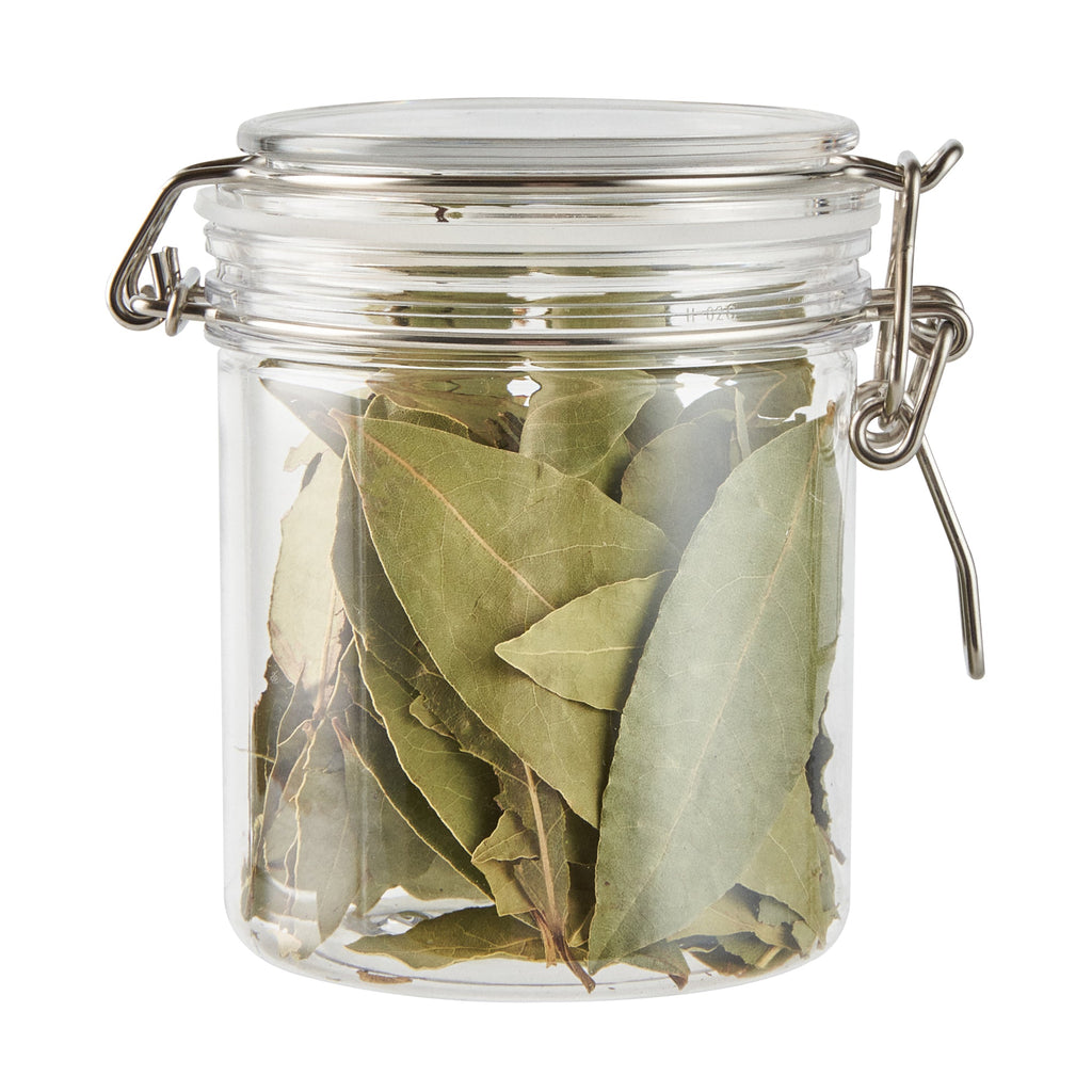 Met Lux 17 oz Round Clear Plastic Storage Jar - with Hinged Lid - 3 1/2" x 3 1/2" x 4 1/2" - 2 count box