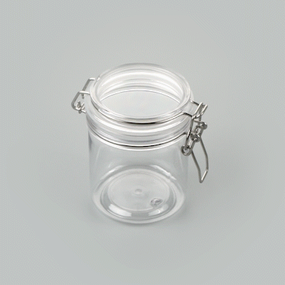 Met Lux 17 oz Round Clear Plastic Storage Jar - with Hinged Lid - 3 1/2" x 3 1/2" x 4 1/2" - 2 count box