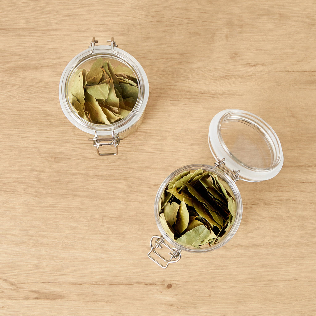 Met Lux 17 oz Round Clear Plastic Storage Jar - with Hinged Lid - 3 1/2" x 3 1/2" x 4 1/2" - 20 count box