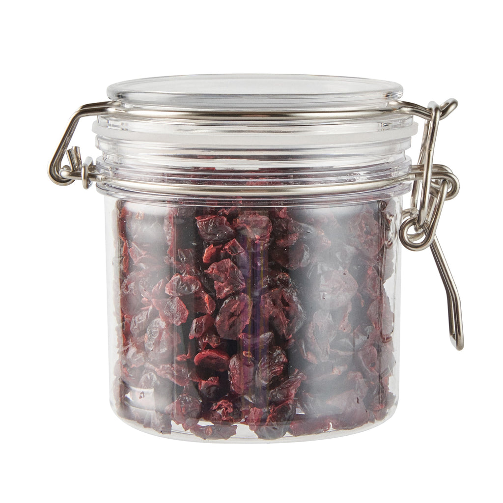 Met Lux 15 oz Round Clear Plastic Storage Jar - with Hinged Lid - 3 1/2" x 3 1/2" x 4" - 2 count box