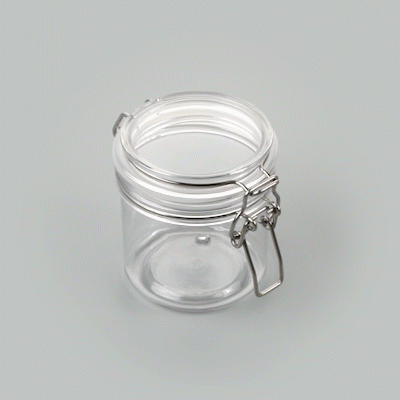 Met Lux 15 oz Round Clear Plastic Storage Jar - with Hinged Lid - 3 1/2" x 3 1/2" x 4" - 20 count box