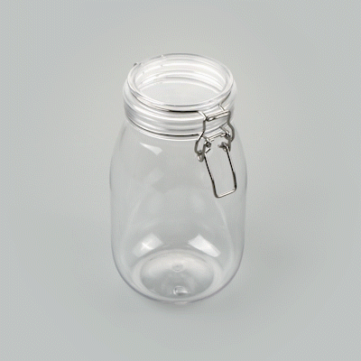 Met Lux 56 oz Round Clear Plastic Storage Jar - with Hinged Lid - 4 3/4" x 4 3/4" x 8 1/4" - 2 count box