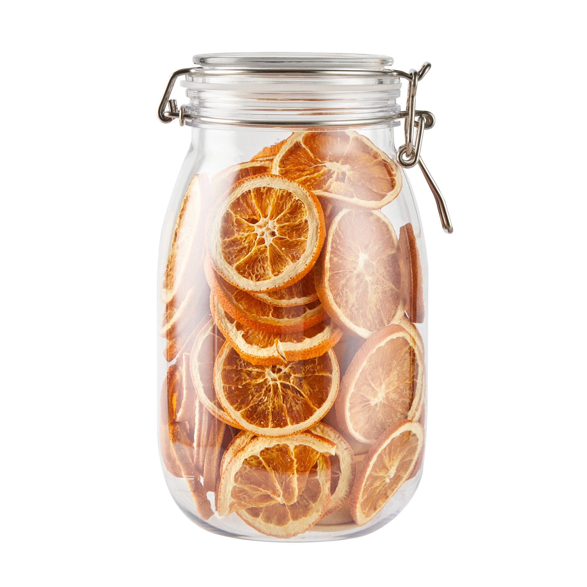 Met Lux 56 oz Round Clear Plastic Storage Jar - with Hinged Lid - 4 3/4" x 4 3/4" x 8 1/4" - 20 count box