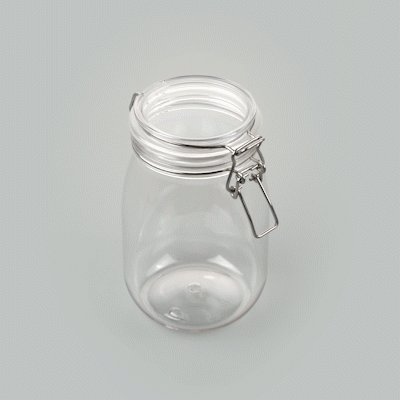 Met Lux 39 oz Round Clear Plastic Storage Jar - with Hinged Lid - 4 1/4" x 4 1/4" x 7" - 2 count box