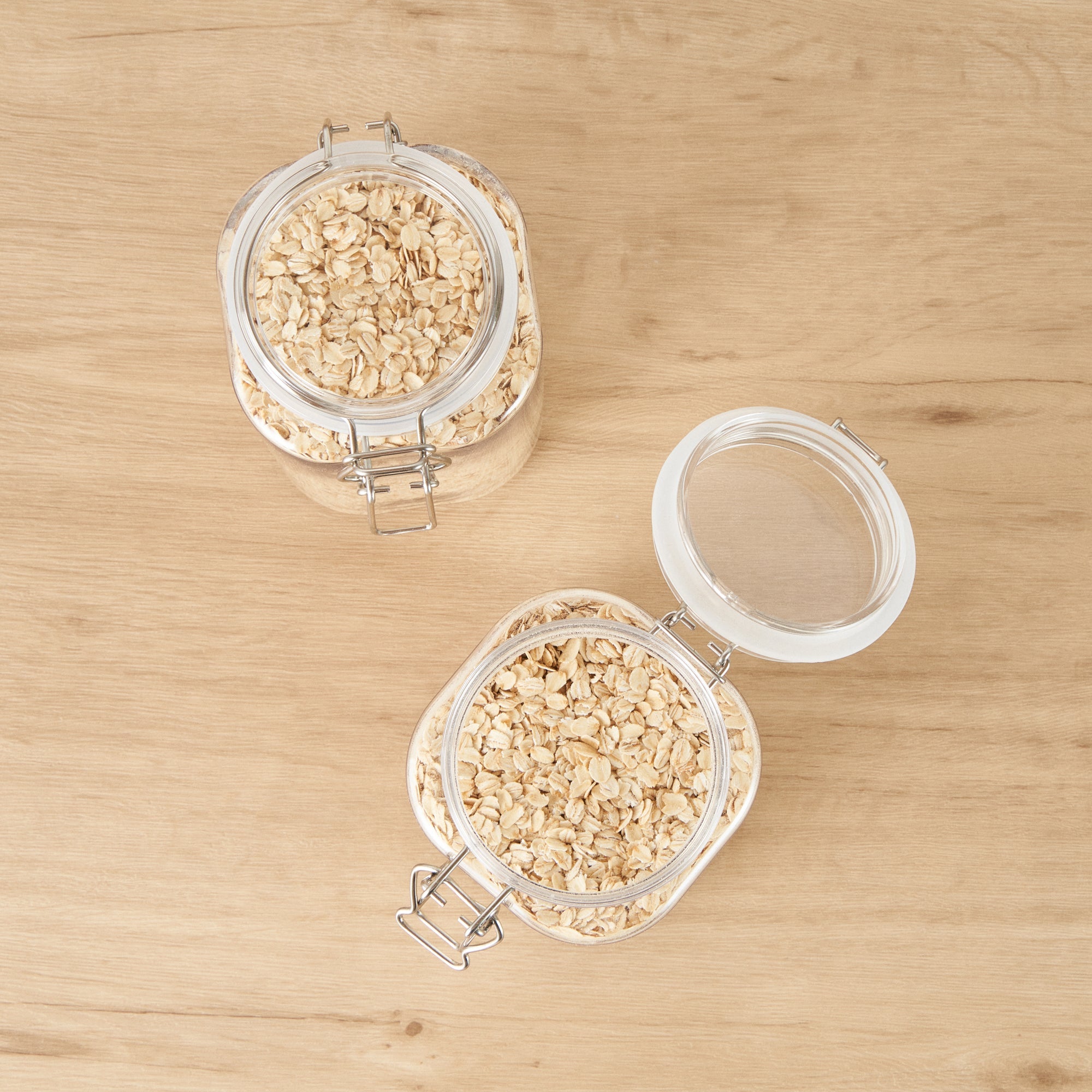 Met Lux 53 oz Square Clear Plastic Storage Jar - with Hinged Lid - 4 1/4" x 4 1/4" x 7 3/4" - 2 count box