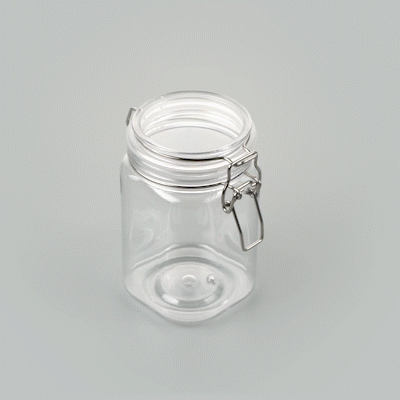 Met Lux 29 oz Square Clear Plastic Storage Jar - with Hinged Lid - 3 3/4" x 3 3/4" x 6" - 20 count box