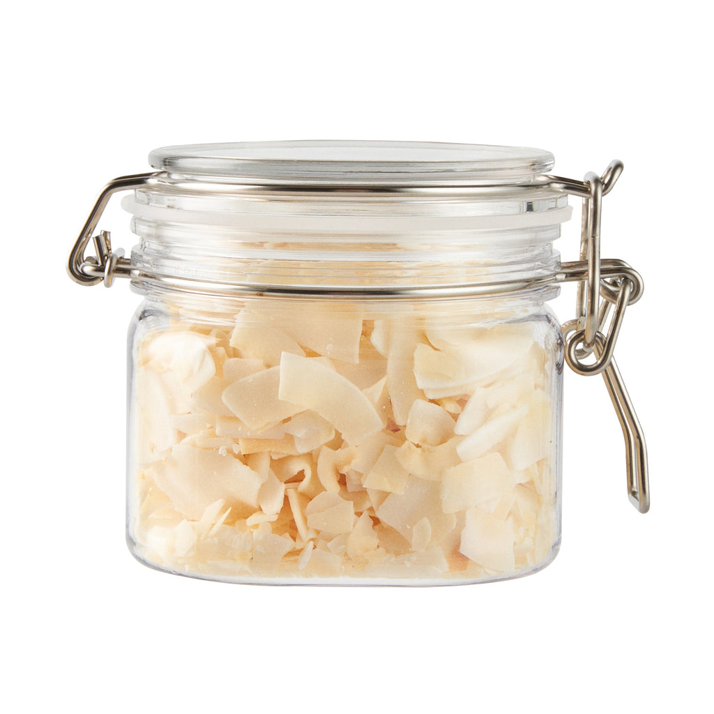 Met Lux 14 oz Square Clear Plastic Storage Jar - with Hinged Lid - 3 3/4" x 3 3/4" x 3 3/4" - 2 count box