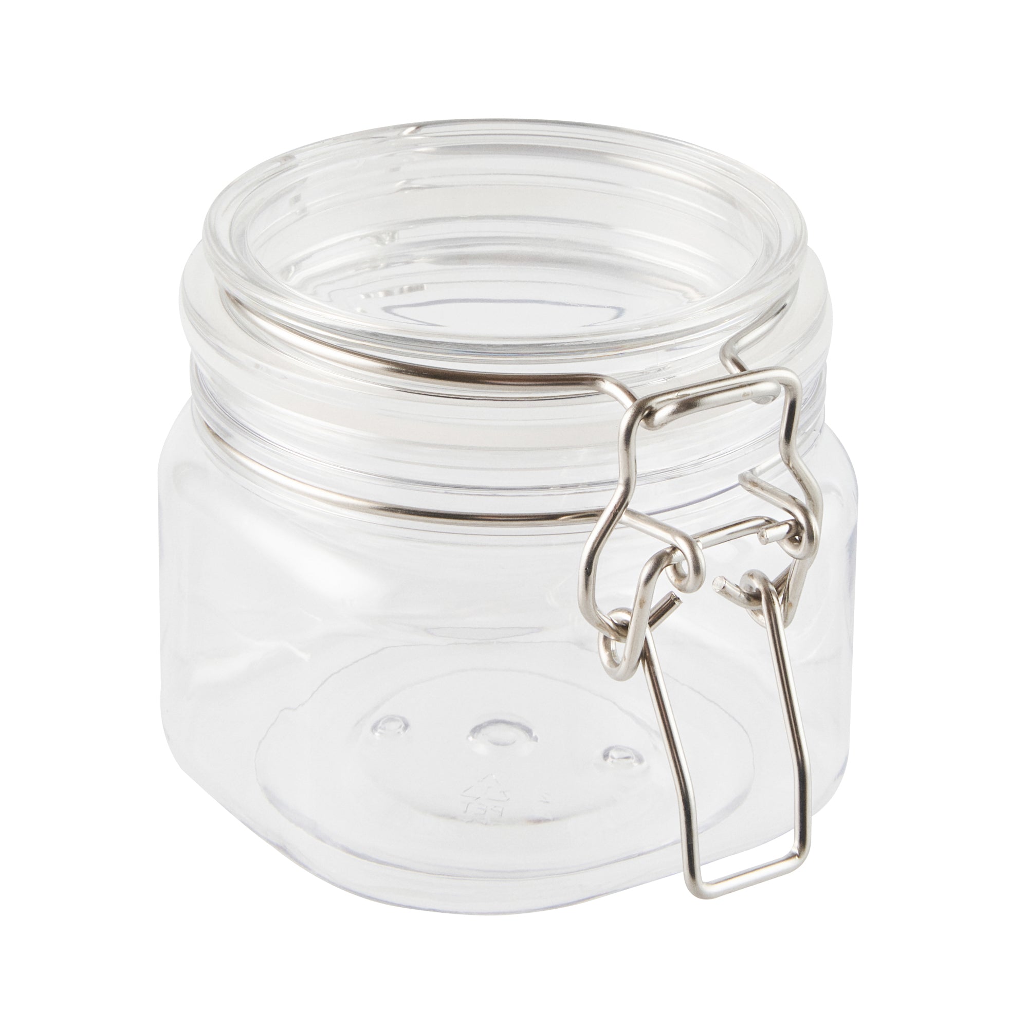 Met Lux 14 oz Square Clear Plastic Storage Jar - with Hinged Lid - 3 3/4" x 3 3/4" x 3 3/4" - 2 count box