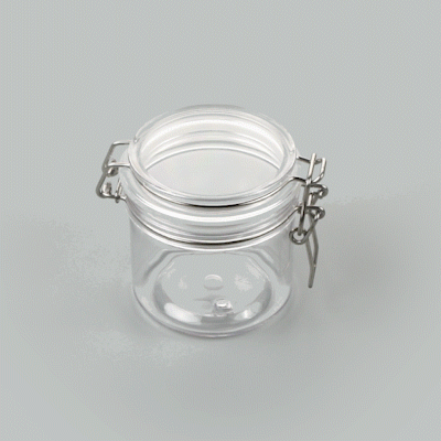 Met Lux 12 oz Round Clear Plastic Storage Jar - with Hinged Lid - 3 1/2" x 3 1/2" x 3 1/2" - 2 count box