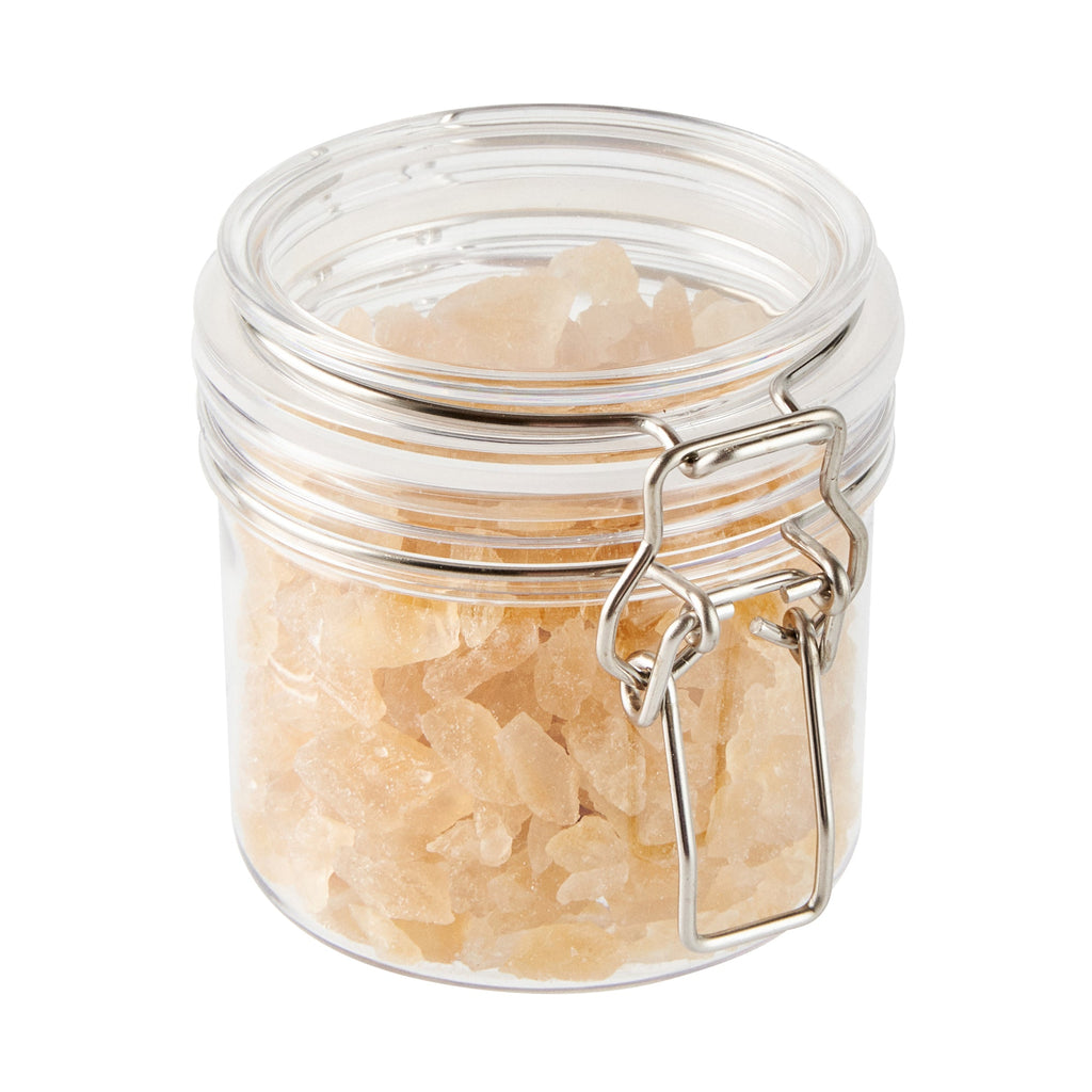 Met Lux 12 oz Round Clear Plastic Storage Jar - with Hinged Lid - 3 1/2" x 3 1/2" x 3 1/2" - 20 count box