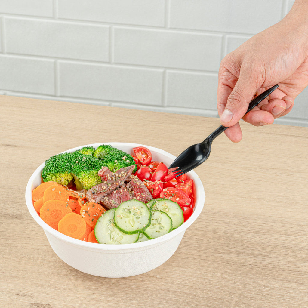 Chef 101 Black Plastic Spork - with Napkin and Salt / Pepper Packets, Medium Weight, Wrapped - 5 1/4" - 250 count box