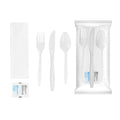 Chef 101 White Plastic Cutlery Set - with Napkin and Salt / Pepper Packets, Medium Weight, Wrapped - 6 1/2" - 500 count box