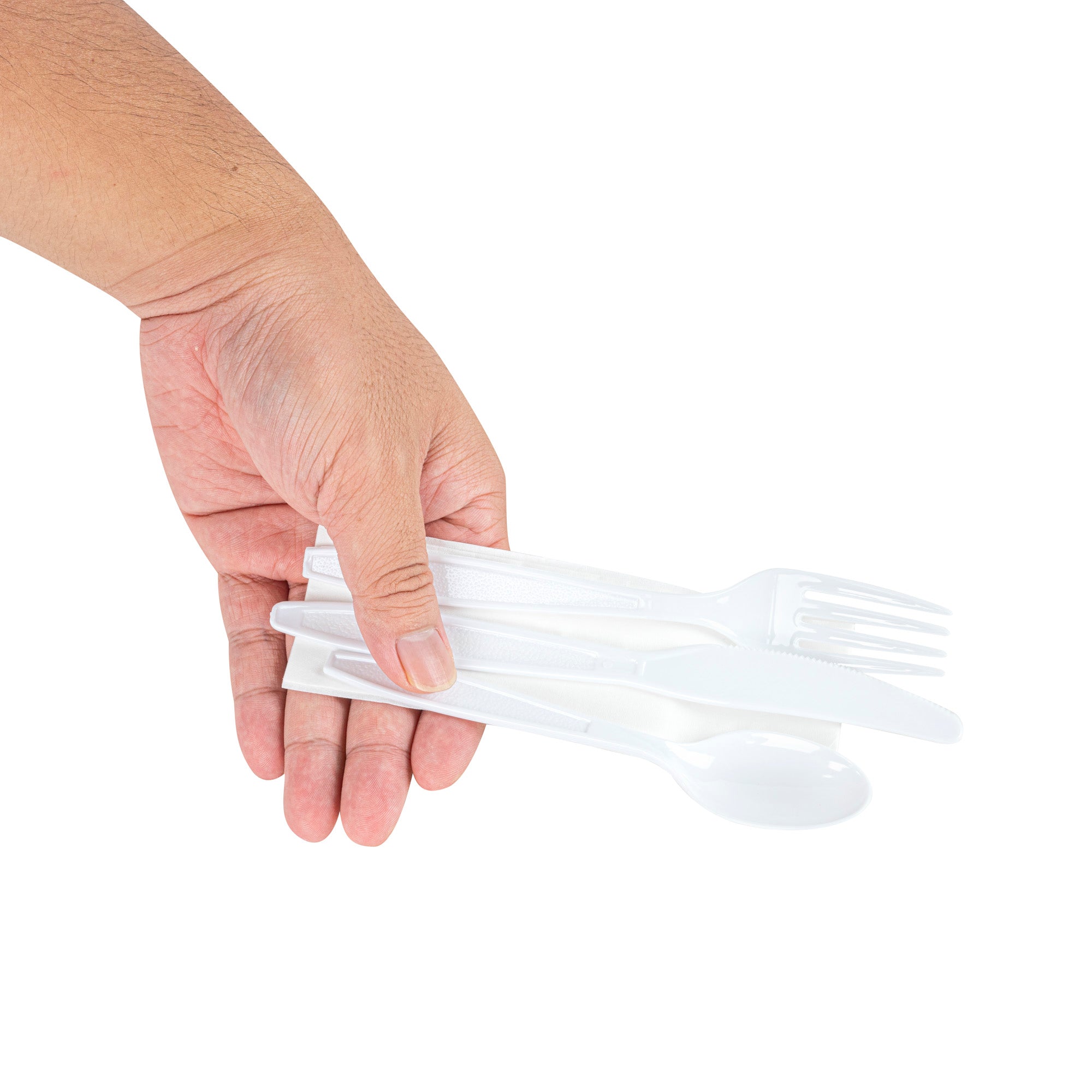 Chef 101 White Plastic Cutlery Set - with Napkin and Salt / Pepper Packets, Extra Heavy Weight, Wrapped - 7 1/2" - 250 count box