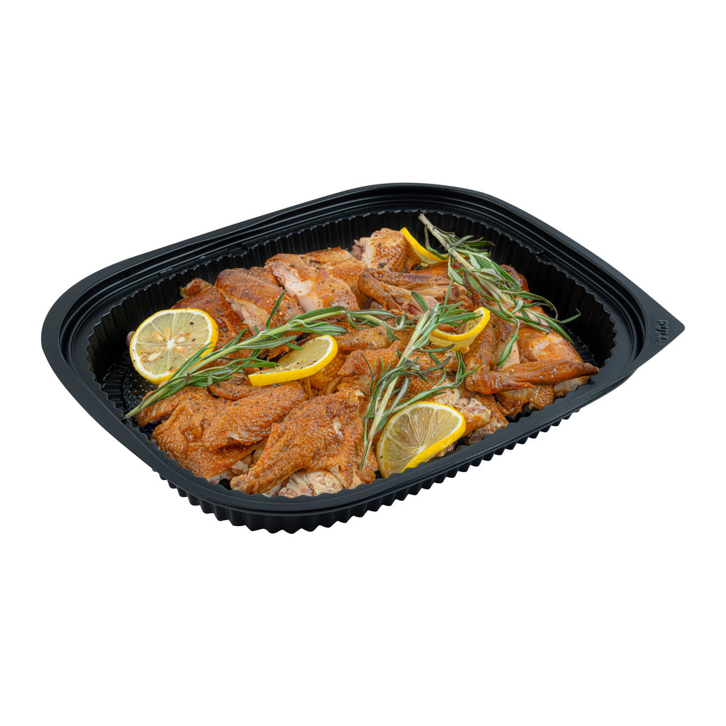 Chef 101 59 oz Rectangle Black Plastic Food Container - Microwavable - 13 1/2" x 9 1/2" x 1 1/2" - 100 count box
