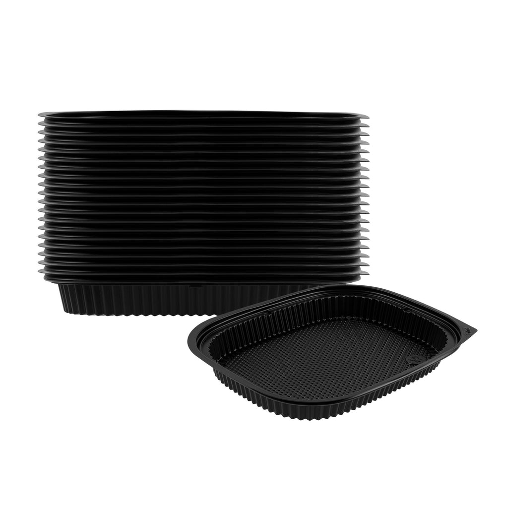 Chef 101 59 oz Rectangle Black Plastic Food Container - Microwavable - 13 1/2" x 9 1/2" x 1 1/2" - 100 count box