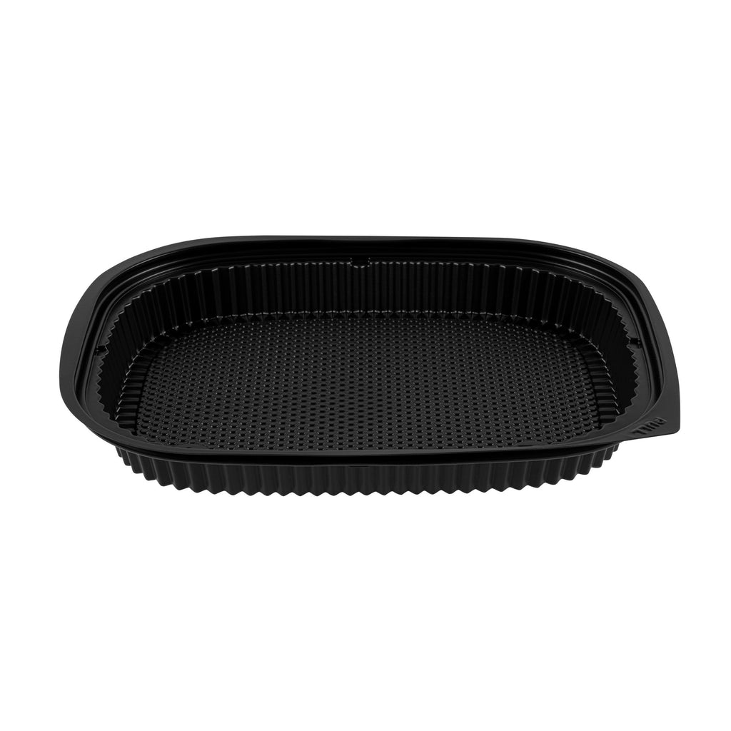 Chef 101 59 oz Rectangle Black Plastic Food Container - Microwavable - 13 1/2" x 9 1/2" x 1 1/2" - 20 count box
