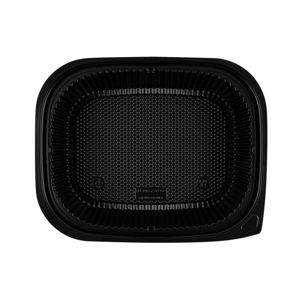 Chef 101 88 oz Rectangle Black Plastic Food Container - Microwavable - 13 1/2" x 9 1/2" x 2 1/4" - 20 count box