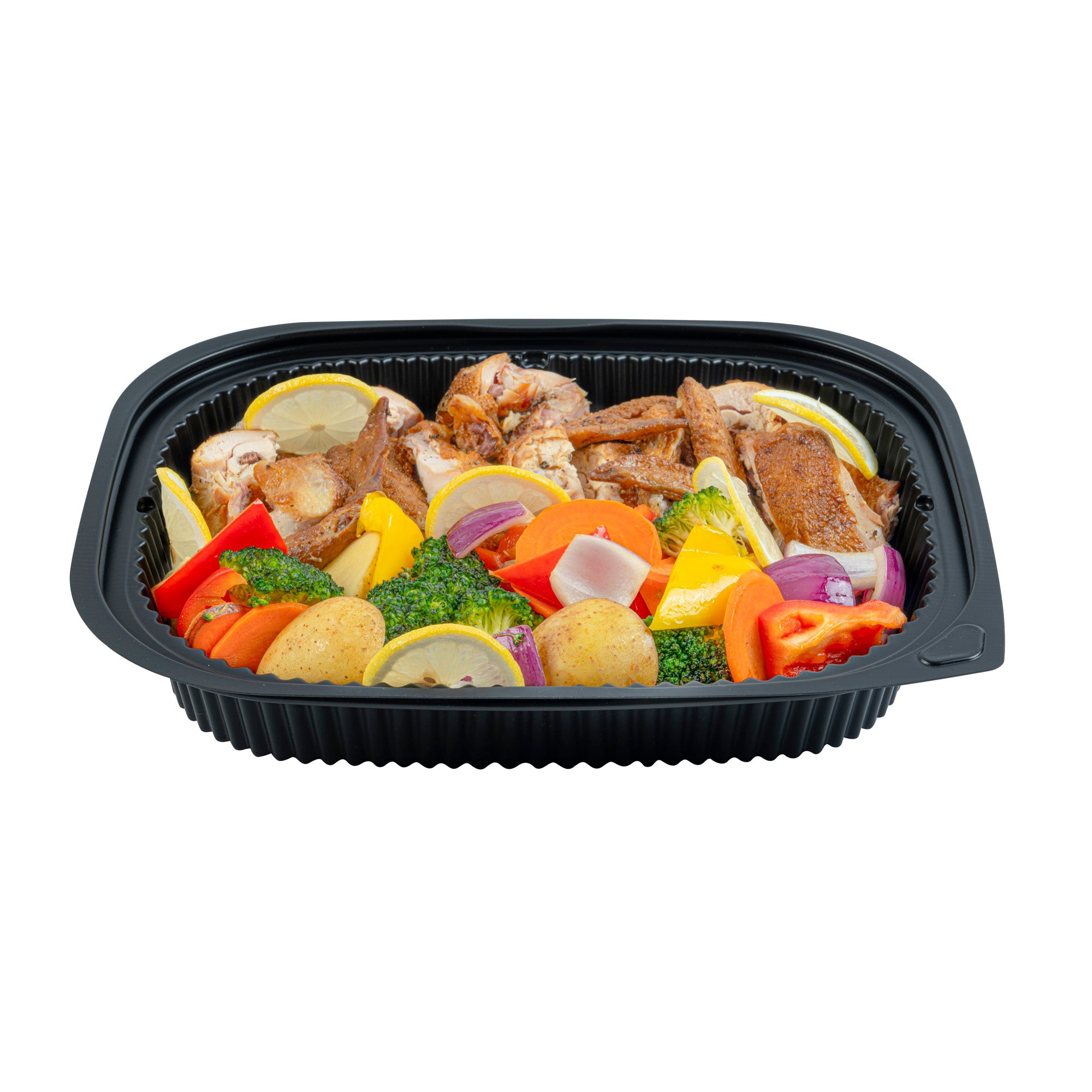 Chef 101 88 oz Rectangle Black Plastic Food Container - Microwavable - 13 1/2" x 9 1/2" x 2 1/4" - 100 count box